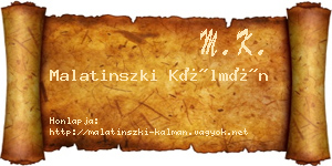 Malatinszki Kálmán névjegykártya