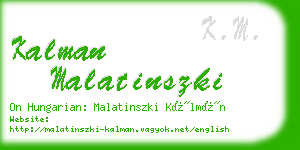 kalman malatinszki business card